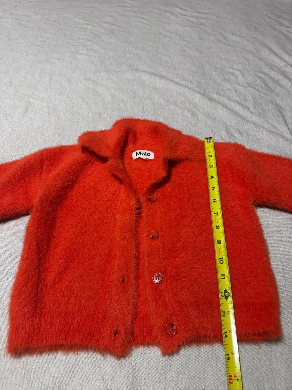 Molo Bright Orange Fuzzy Childs Cardigan